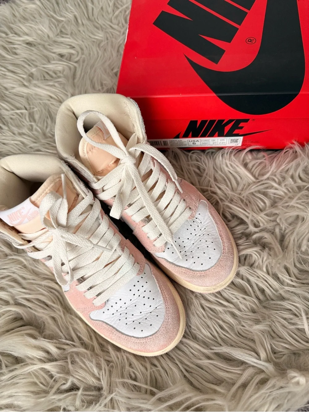 Nike Women’s High-Top Sneakers — Light Pink & White